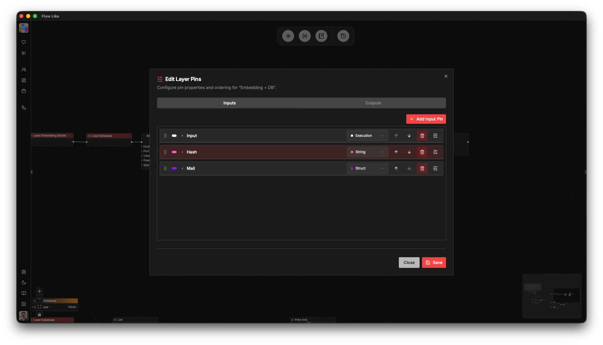 Inline feedback while wiring a flow